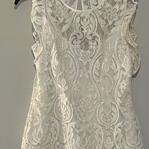 White House Black Market Cream Lace Blouse